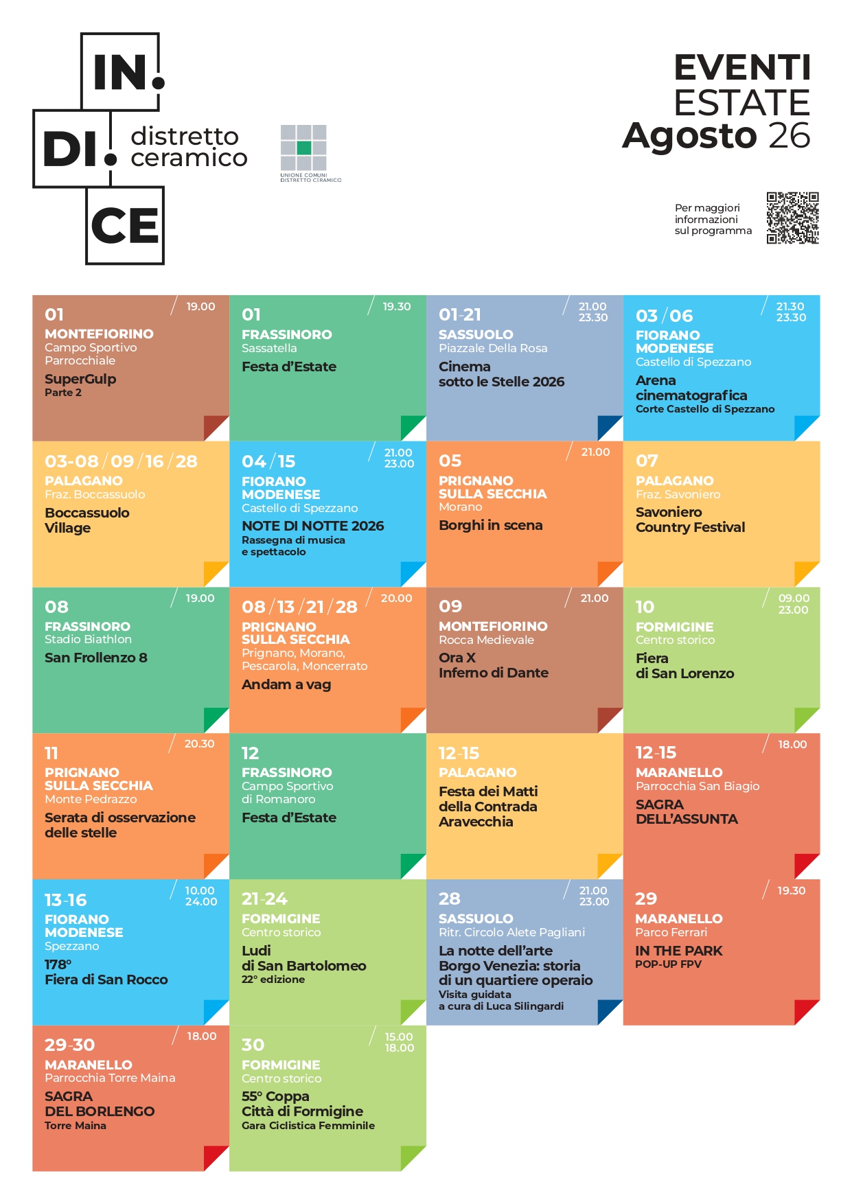 calendario degli eventi in versione grafica
