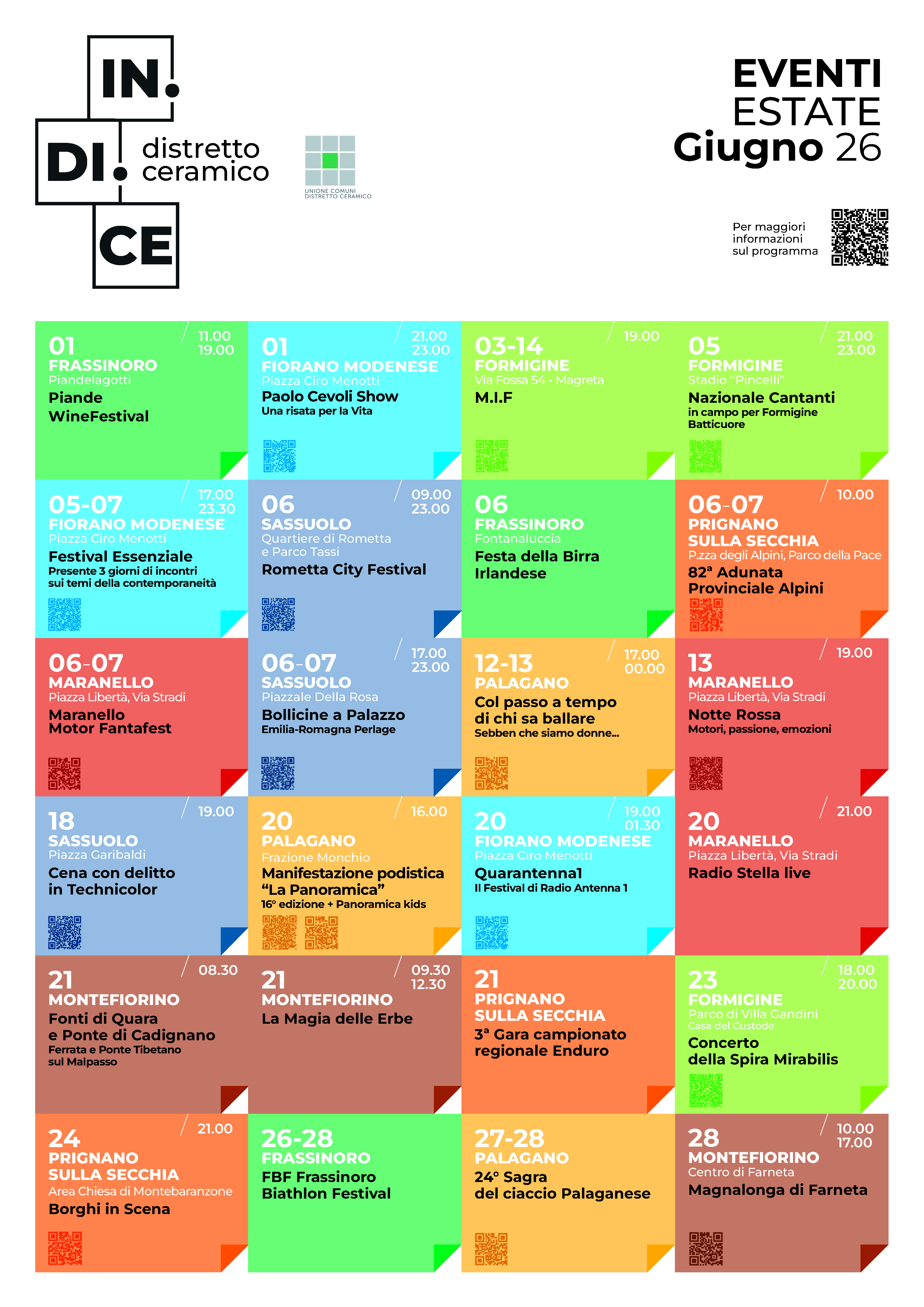calendario degli eventi in versione grafica