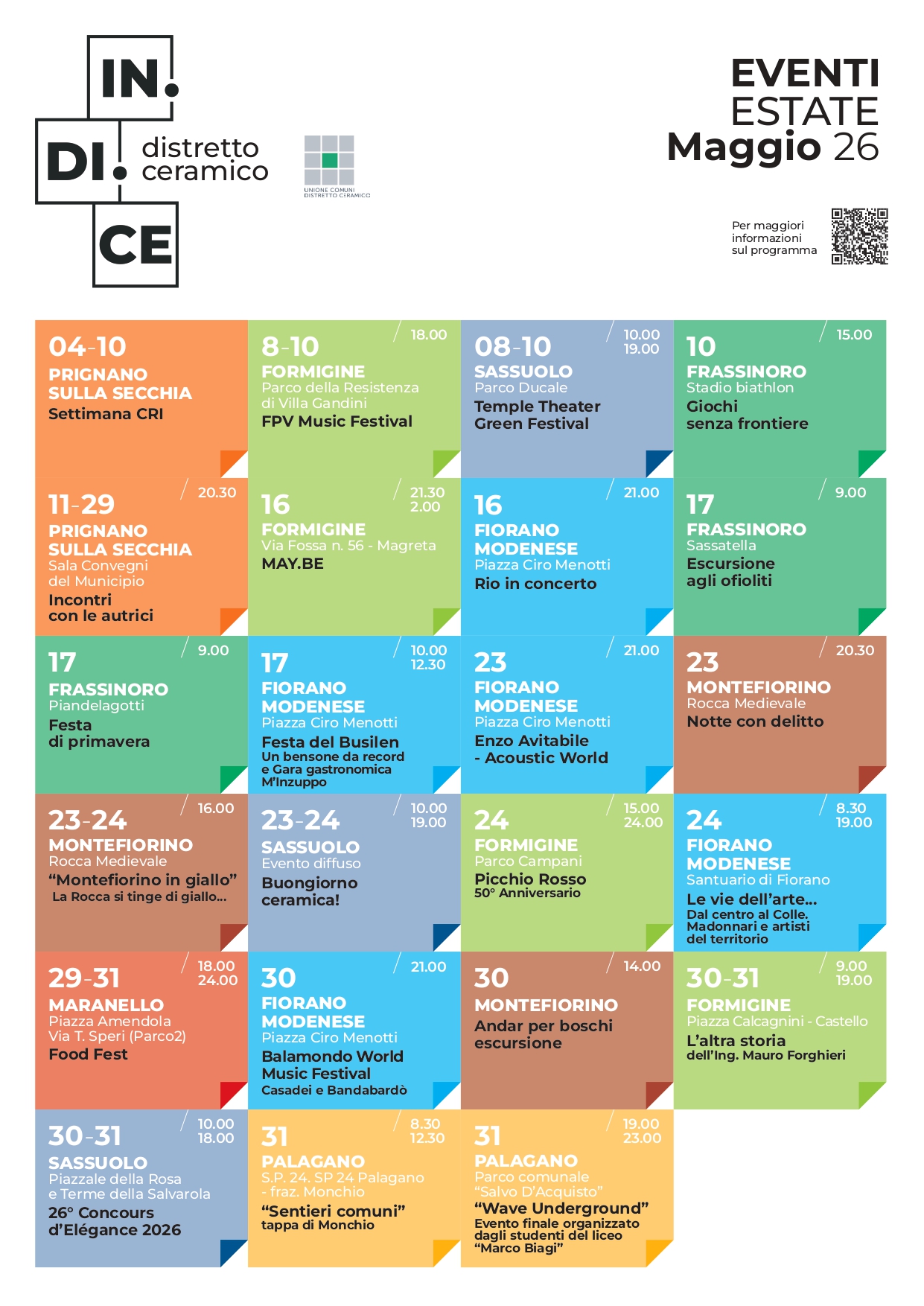 calendario degli eventi in versione grafica
